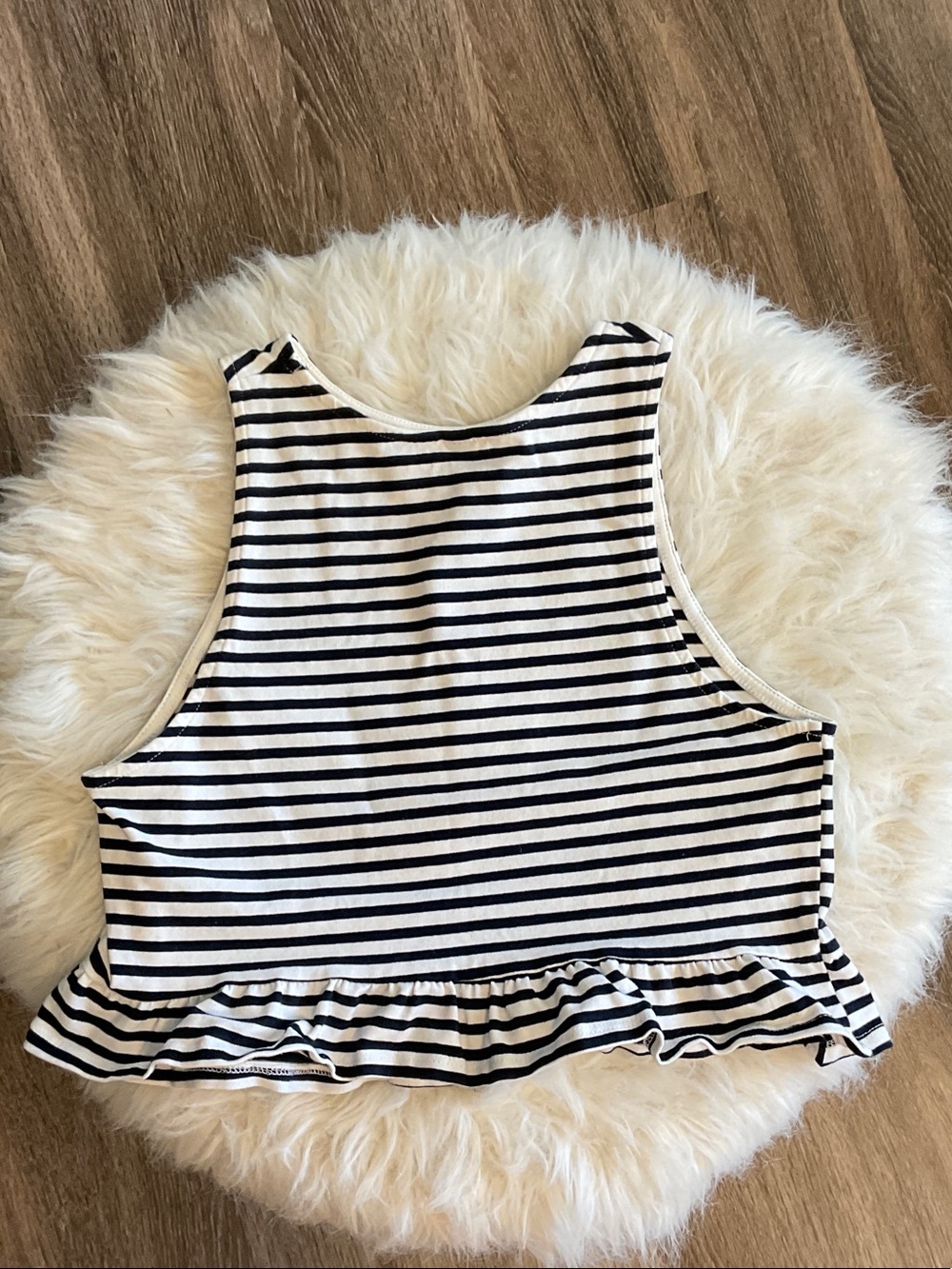 H&M Black & White Striped Peplum Tank
